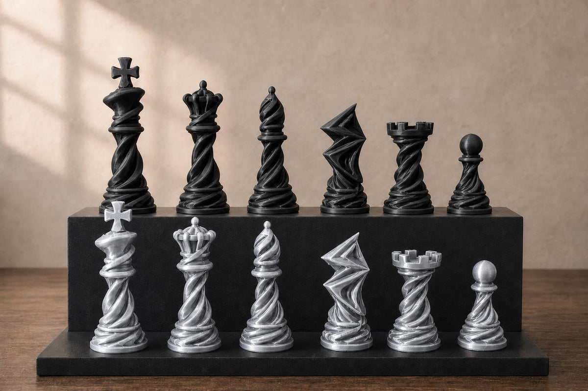 Spiral-Schachfigurenset – komplett 32-teilig – Ansicht 8