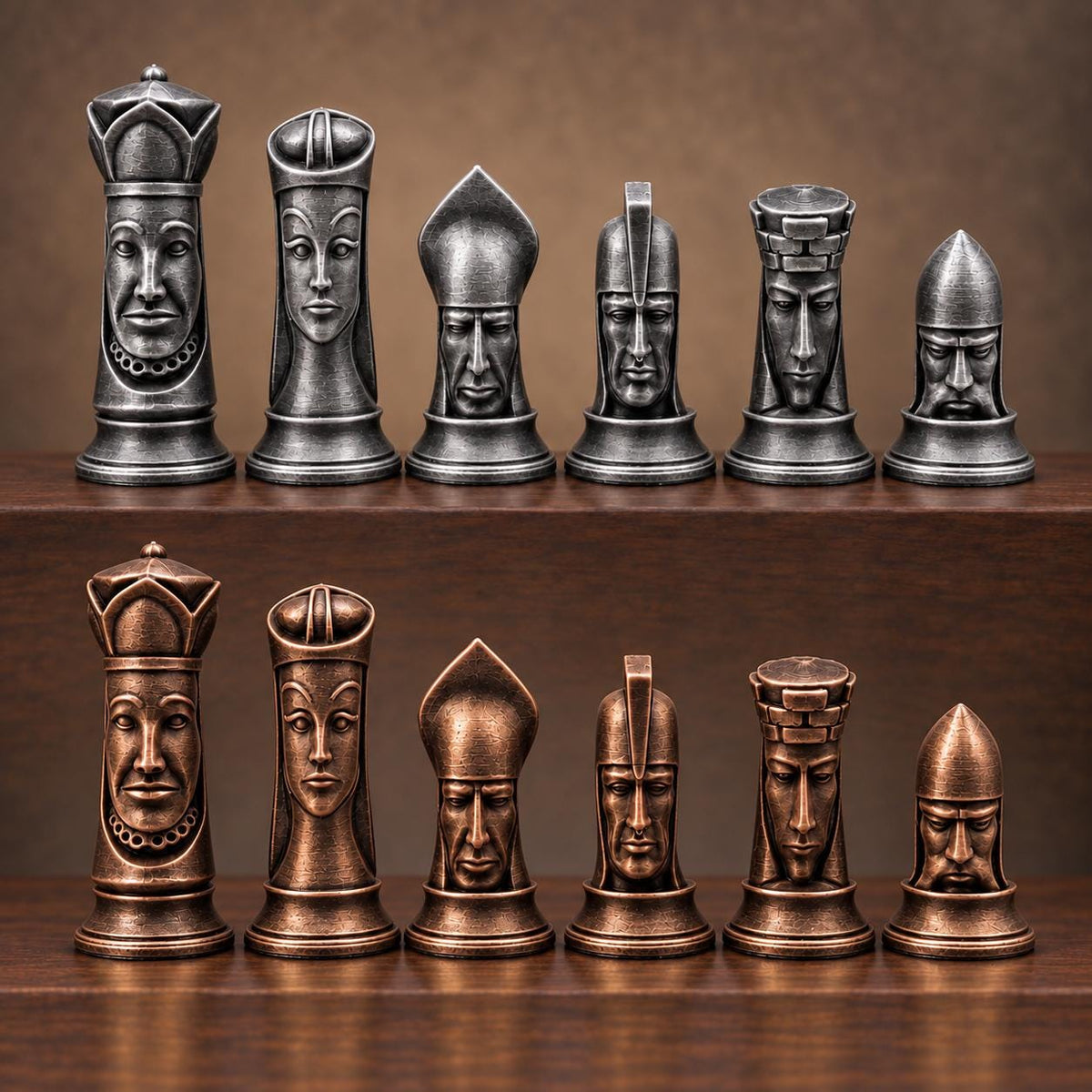 Gotisches Schachfigurenset mit Gesichtern – komplett 32-teilig – Ansicht 3