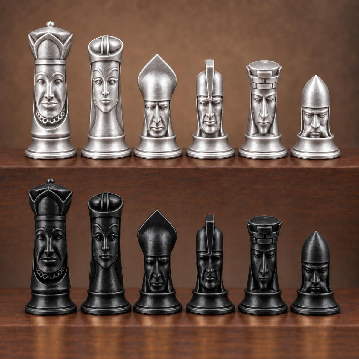Gotisches Schachfigurenset mit Gesichtern – komplett 32-teilig – Ansicht 8