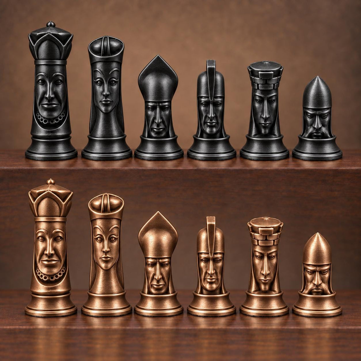 Gotisches Schachfigurenset mit Gesichtern – komplett 32-teilig – Ansicht 12