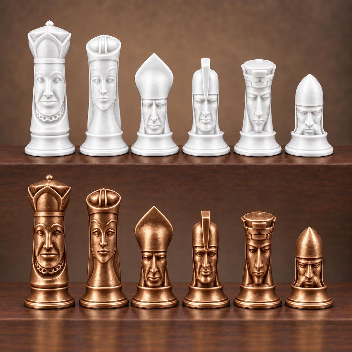 Gotisches Schachfigurenset mit Gesichtern – komplett 32-teilig – Ansicht 13