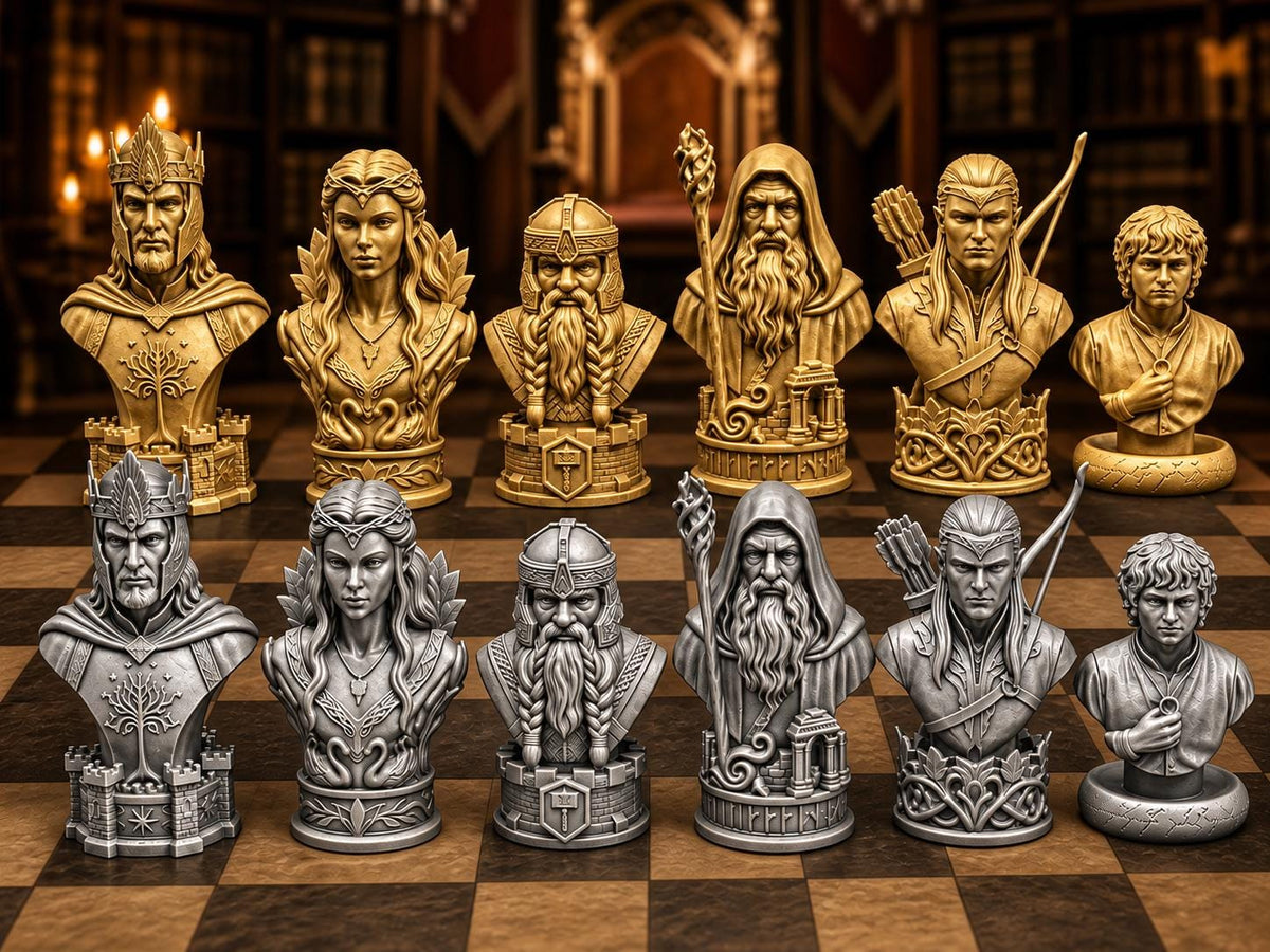 Fantasy-Reich-Büsten-Schachfigurenset – komplett 32-teilig – Ansicht 3