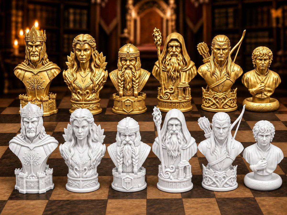 Fantasy-Reich-Büsten-Schachfigurenset – komplett 32-teilig – Ansicht 5