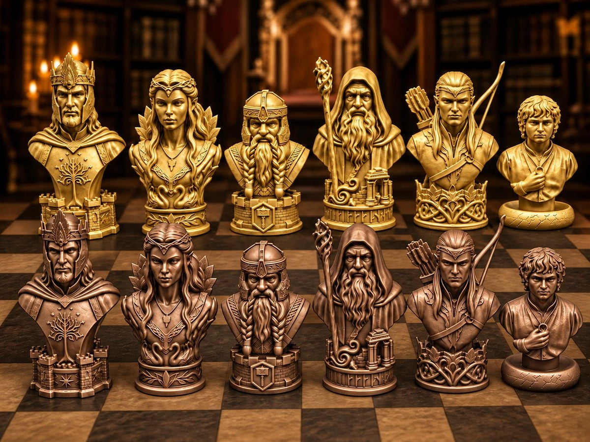 Fantasy-Reich-Büsten-Schachfigurenset – komplett 32-teilig – Ansicht 6