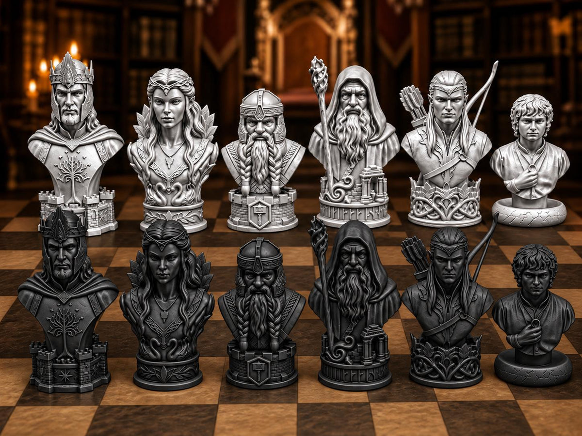 Fantasy-Reich-Büsten-Schachfigurenset – komplett 32-teilig – Ansicht 7