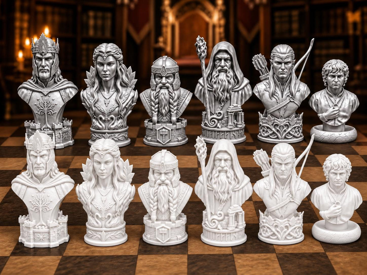 Fantasy-Reich-Büsten-Schachfigurenset – komplett 32-teilig – Ansicht 8
