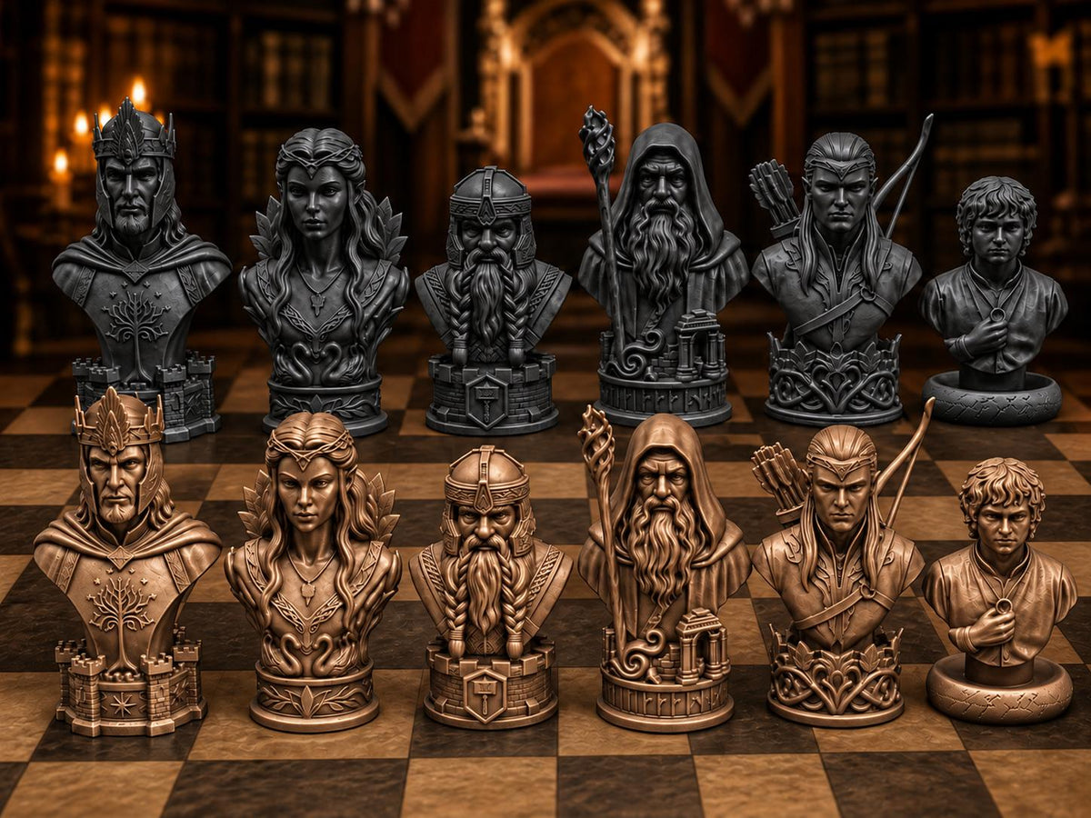 Fantasy-Reich-Büsten-Schachfigurenset – komplett 32-teilig – Ansicht 11
