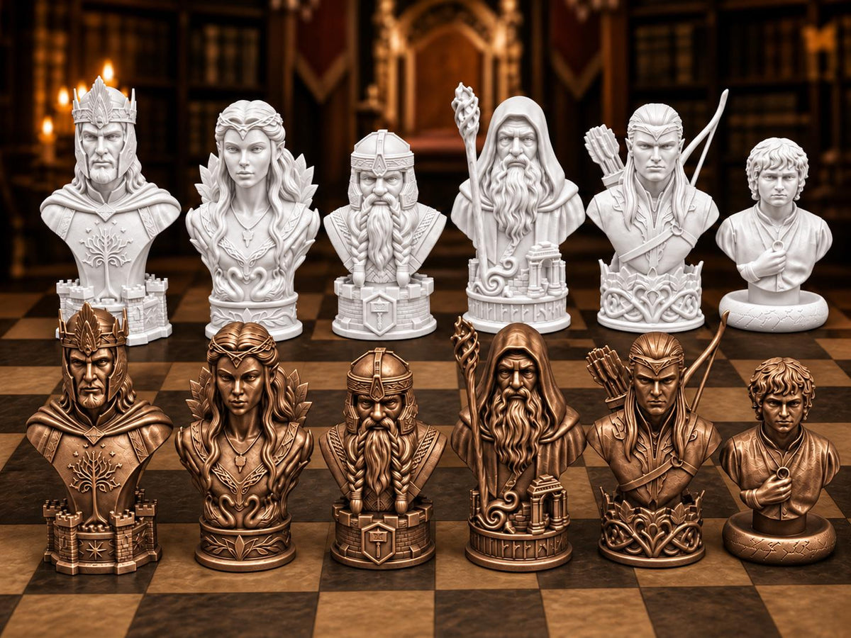 Fantasy-Reich-Büsten-Schachfigurenset – komplett 32-teilig – Ansicht 12