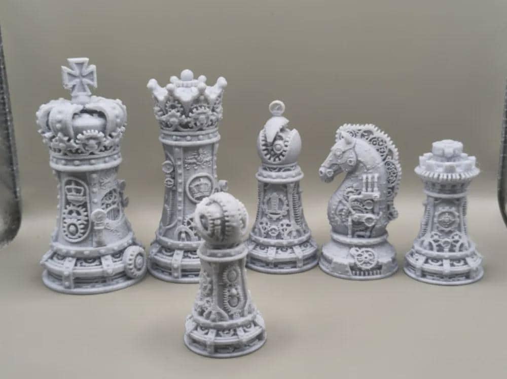 Gearmaster Steampunk-Schachfigurenset – komplett 32-teilig – Ansicht 2