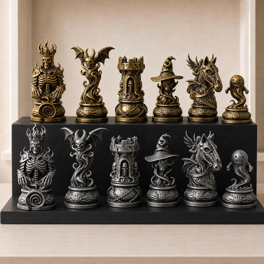 Dämonisches Gothic-Schachfigurenset – komplett 32-teilig – Ansicht 1