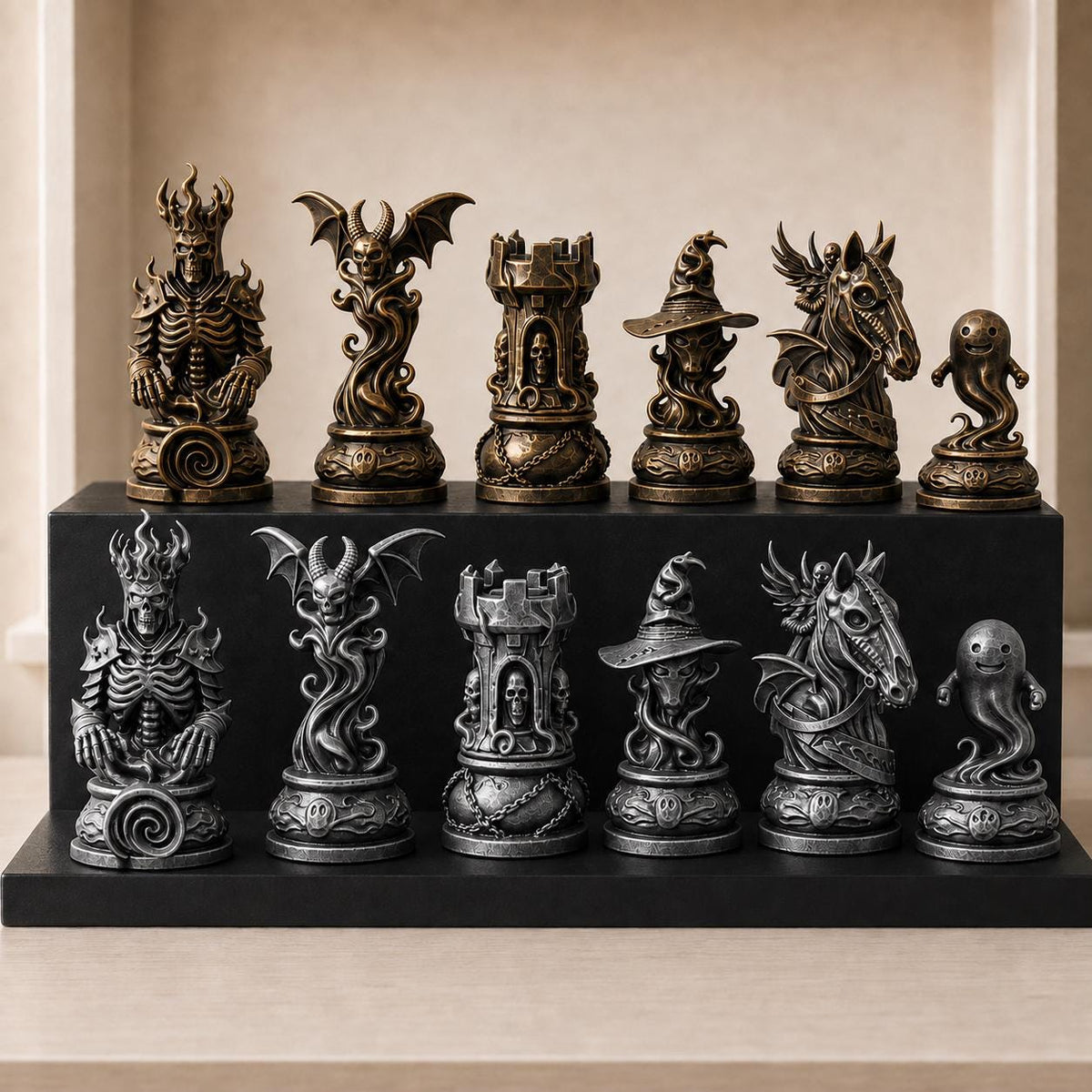 Dämonisches Gothic-Schachfigurenset – komplett 32-teilig – Ansicht 3