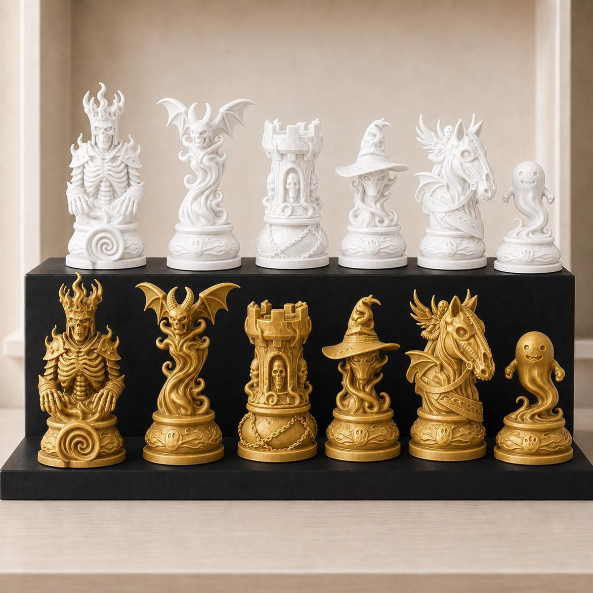 Dämonisches Gothic-Schachfigurenset – komplett 32-teilig – Ansicht 6