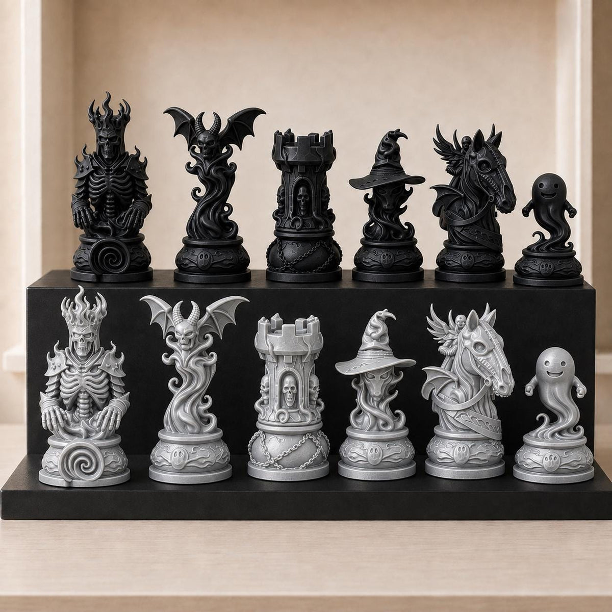 Dämonisches Gothic-Schachfigurenset – komplett 32-teilig – Ansicht 8