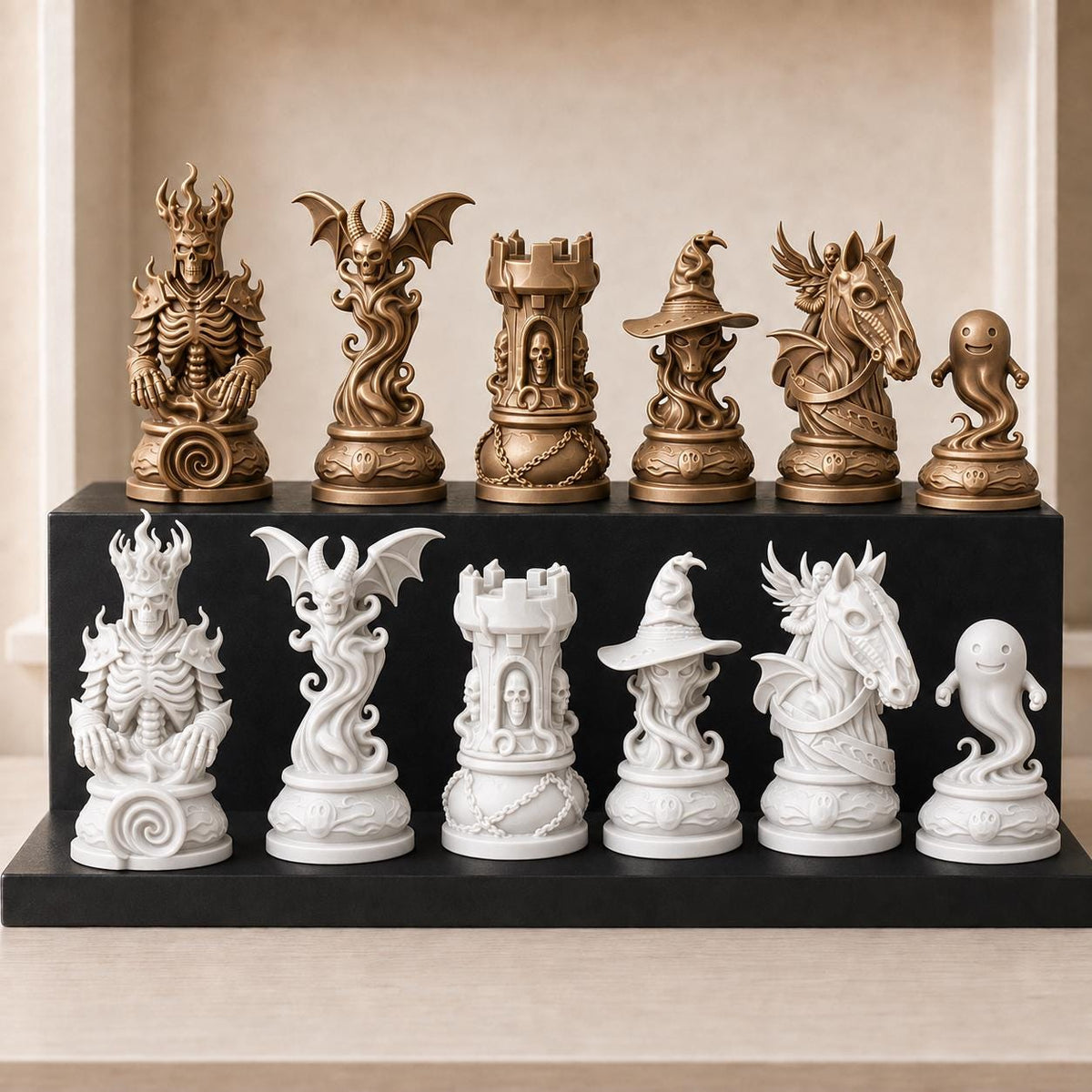 Dämonisches Gothic-Schachfigurenset – komplett 32-teilig – Ansicht 13