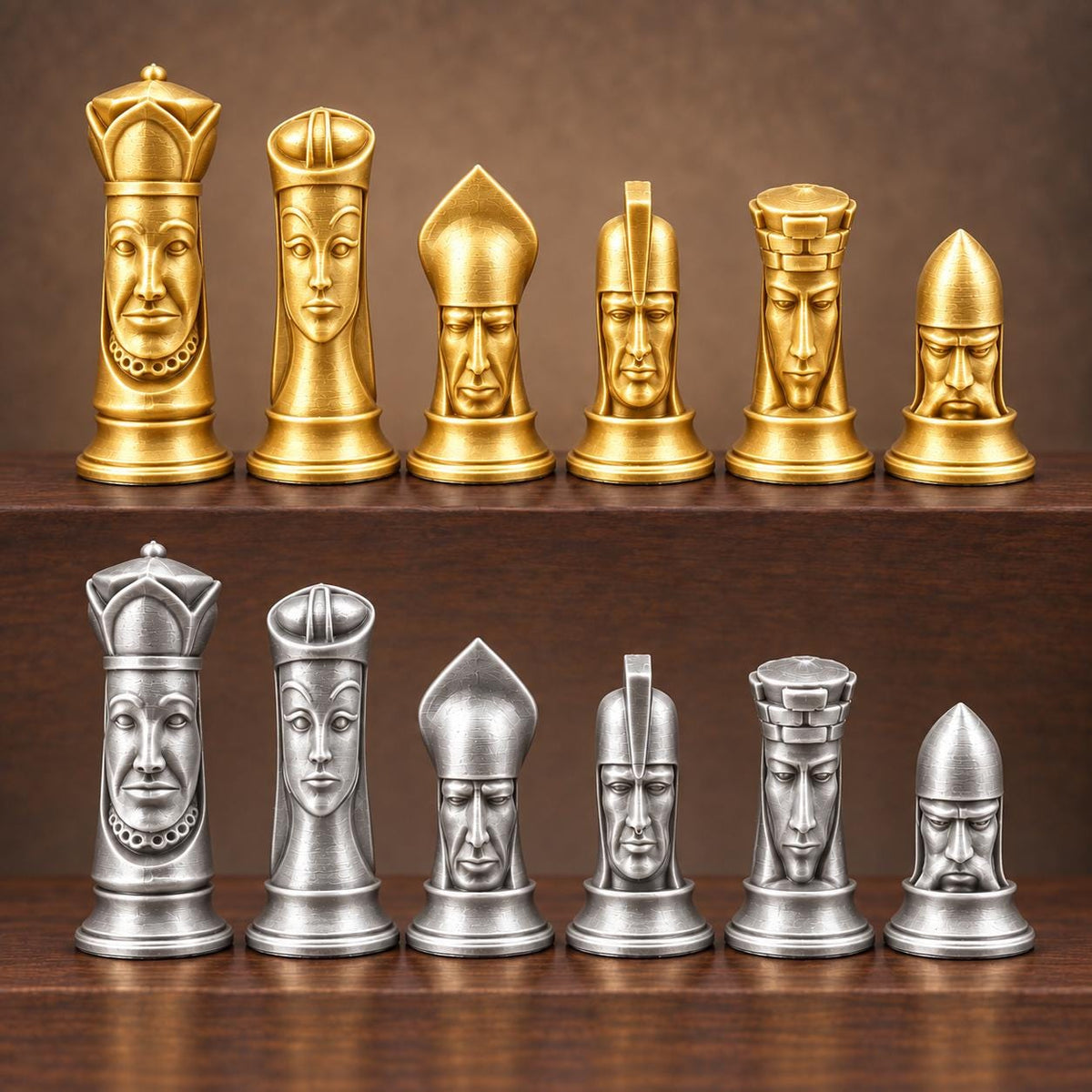 Gotisches Schachfigurenset mit Gesichtern – komplett 32-teilig – Ansicht 4