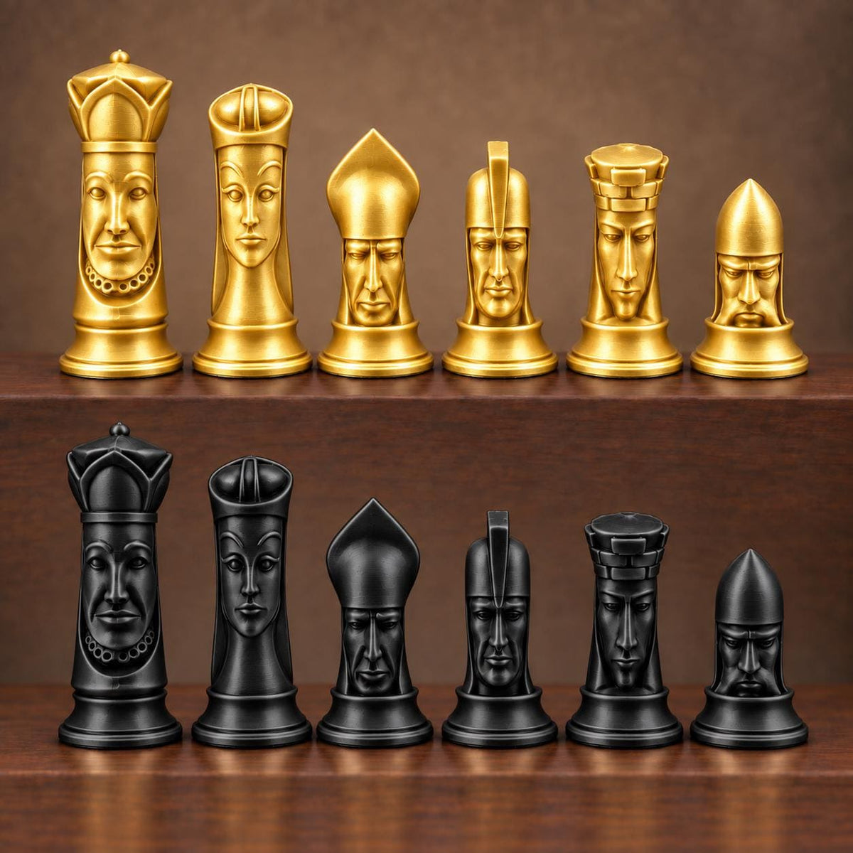 Gotisches Schachfigurenset mit Gesichtern – komplett 32-teilig – Ansicht 5