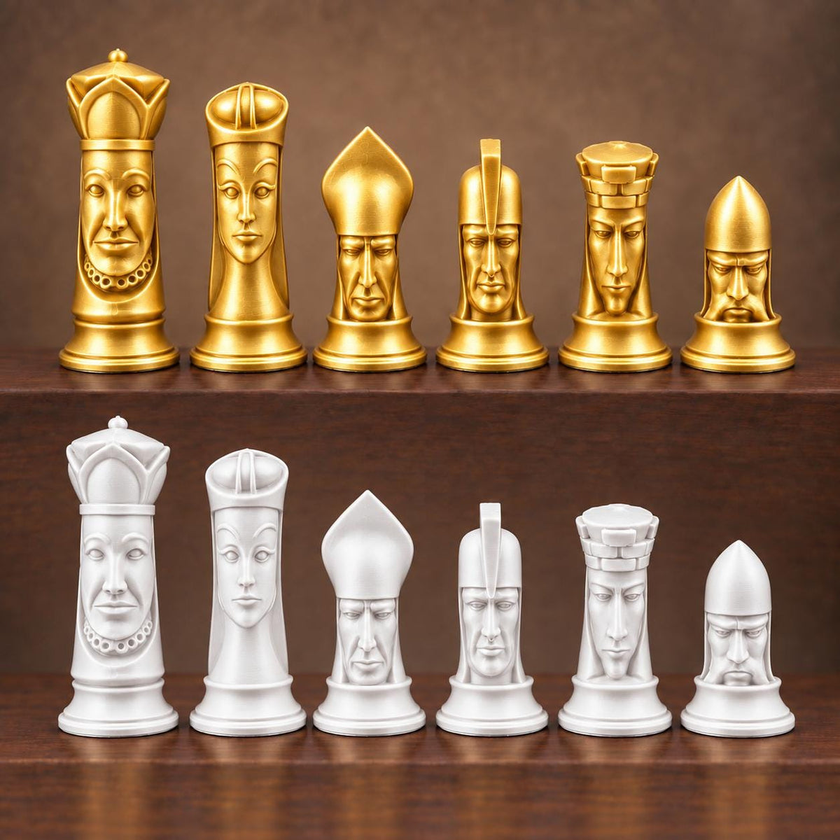 Gotisches Schachfigurenset mit Gesichtern – komplett 32-teilig – Ansicht 6