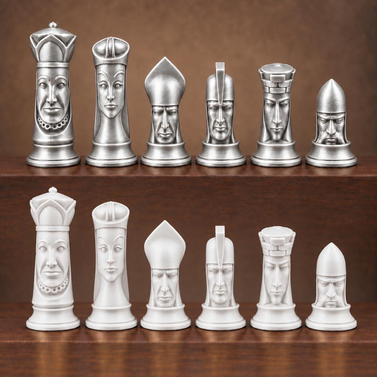 Gotisches Schachfigurenset mit Gesichtern – komplett 32-teilig – Ansicht 9