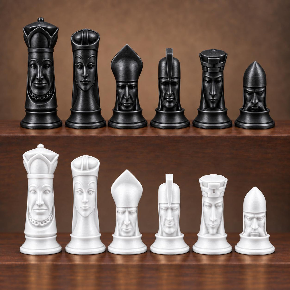 Gotisches Schachfigurenset mit Gesichtern – komplett 32-teilig – Ansicht 11