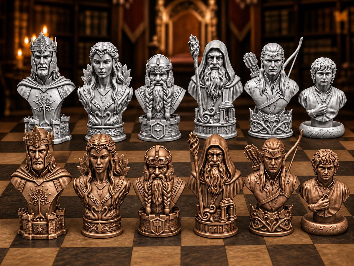 Fantasy-Reich-Büsten-Schachfigurenset – komplett 32-teilig – Ansicht 9