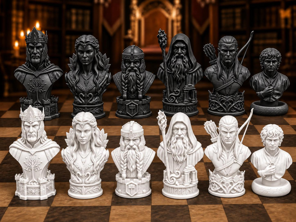 Fantasy-Reich-Büsten-Schachfigurenset – komplett 32-teilig – Ansicht 10